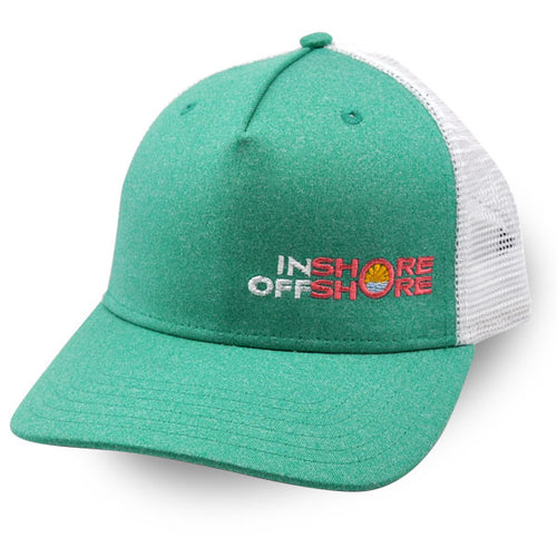 Inshore Offshore Snapback Cap in Seafoam with Coral